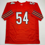 Autographed/Signed Brian Urlacher HOF 18 Chicago Orange Stat Jersey BAS COA