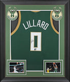 Damian Lillard Authentic Signed Green Pro Style Framed Jersey BAS Witnessed