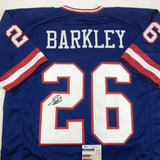 Autographed/Signed Saquon Barkley New York Retro Blue Football Jersey JSA COA