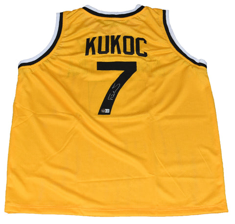 TONI KUKOC SIGNED CROATIA JUGOPLASTIKA #7 GOLD BASKETBALL JERSEY BECKETT