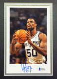 DAVID ROBINSON AUTOGRAPHED FRAMED 5.5X8.5 PHOTO SAN ANTONIO SPURS BECKETT 230207