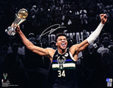 Giannis Antetokounmpo Signed Bucks 16x20 Spotlight Trophy Photo-Beckett W Holo