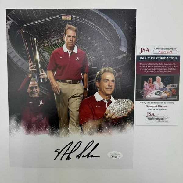 Autographed/Signed Nick Saban Alabama Crimson Tide 8x10 College Photo JSA COA #1