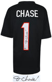 Ja'Marr Chase Signed Black Custom Football Jersey - (BECKETT COA)