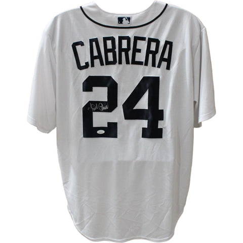 Miguel Cabrera Signed Detroit Tigers White Majestic Jersey JSA 44652