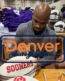 Adrian Peterson Signed Oklahoma Sooners Logo Football All Day Beckett 37720