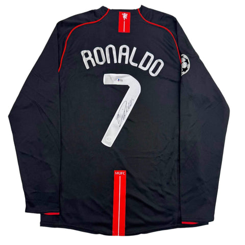 Autographed/Signed Cristiano Ronaldo Manchester United Black Jersey Beckett COA