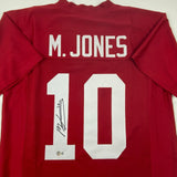 Autographed/Signed Mac Jones Alabama Red College Football Jersey Beckett BAS COA