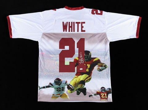 LenDale White Signed USC Trojans Photo Jersey (JSA COA) Titans Running Back