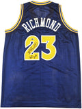 WARRIORS MITCH RICHMOND AUTOGRAPHED BLUE JERSEY HOF 2014 BECKETT WITNESS 232588