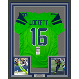 Framed Autographed/Signed Tyler Lockett 33x42 Seattle Green CR Jersey JSA COA