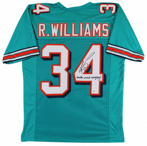 Ricky Williams Signed Dolphin Jersey Inscribed Smoke Weed Everyday (Beckett COA)