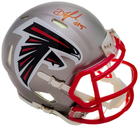 DRAKE LONDON AUTOGRAPHED FALCONS FLASH GRAY SPEED MINI HELMET BECKETT QR 206127