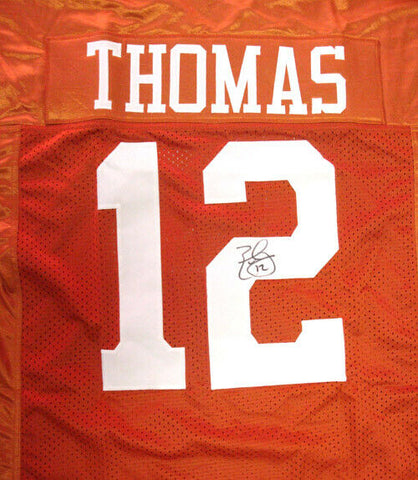 TEXAS LONGHORNS EARL THOMAS AUTOGRAPHED SIGNED ORANGE JERSEY MCS HOLO 28213