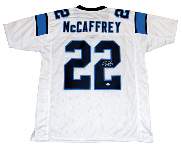 CHRISTIAN McCAFFREY AUTOGRAPHED CAROLINA PANTHERS #22 WHITE JERSEY BECKETT