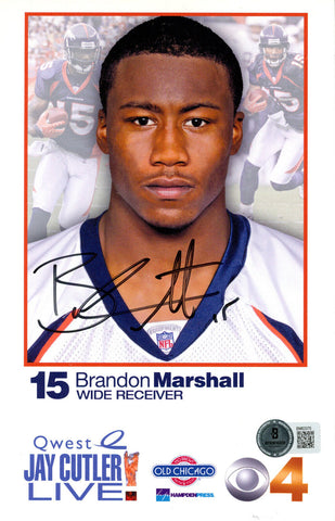 Brandon Marshall Signed Denver Broncos 8.5x6.5 Quest Ad Card Beckett 45086