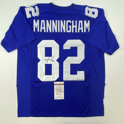 Autographed/Signed MARIO MANNINGHAM New York Blue Jersey JSA COA Auto