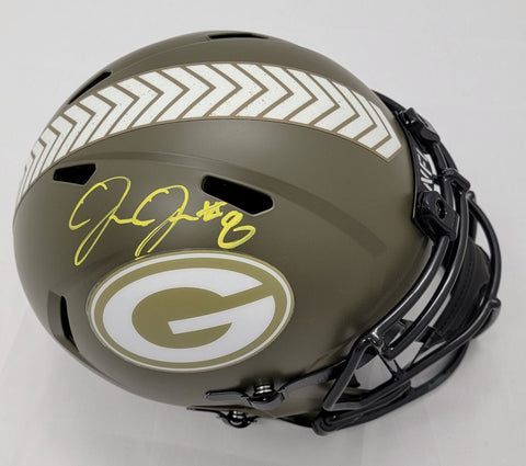 Josh Jacobs Signed Green Bay Packers Salute To Service Replica Helmet Beckett