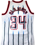 Hakeem Olajuwon Signed Rockets White M&N Hardwood Classic Swingman JSY-JSA W