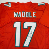 Autographed/Signed Jaylen Waddle Miami Orange Football Jersey JSA COA