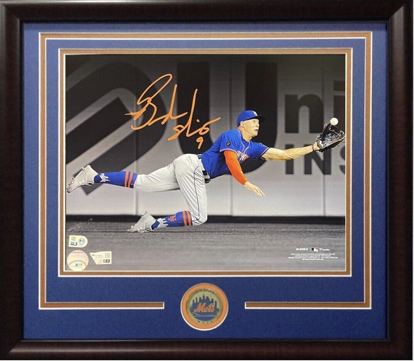 Brandon Nimmo Signed 11x14 Framed Photo Diving Catch Auto NY Mets Fanatics COA