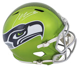 Seahawks Kenneth Walker III Signed Flash F/S Speed Rep Helmet W/ Case BAS Wit