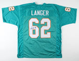 Jim Langer Signed Dolphins Jersey Inscribed "HOF 87" (JSA COA) 1972 Miami 17-0