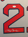 FRAMED SUEDE ROGER CLEMENS AUTOGRAPHED SIGNED BOSTON RED SOX JERSEY PSA COA