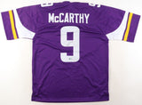 J J McCarthy Twice Signed Minnesota Vikings Jersey (Beckett) Front and Back