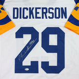 Eric Dickerson Autographed White Pro Style Jersey w/HOF- Beckett W *Silver *2