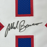 Framed Autographed/Signed Mark Bavaro 35x39 New York Blue Jersey JSA COA