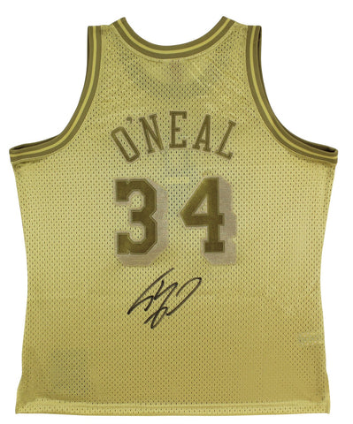 Lakers Shaquille O'Neal Authentic Signed Gold 96-97 M&N HWC Swingman Jersey BAS