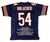 Brian Urlacher Signed Chicago Bears Career Stat Jersey Inscribed HOF 18/ Beckett