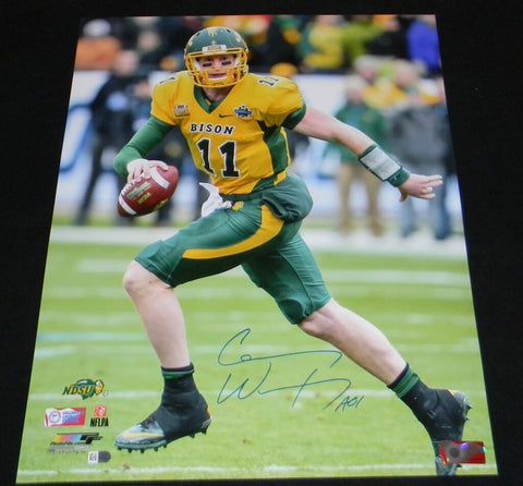 CARSON WENTZ AUTOGRAPHED SIGNED NORTH DAKOTA STATE BISON 16x20 PHOTO FANATICS