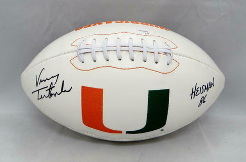 Vinny Testaverde Autographed Miami Hurricanes Logo Football W/ Heisman- JSA W Au