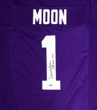 WASHINGTON WARREN MOON AUTOGRAPHED FRAMED PURPLE JERSEY "78 ROSE" MCS 177850