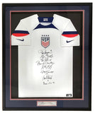 1999 USA Soccer Women's Team Signed Framed Nike Soccer Jersey BAS ITP