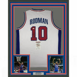 FRAMED Autographed/Signed DENNIS RODMAN 33x42 Detroit White Jersey JSA COA Auto