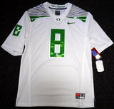 OREGON DUCKS MARCUS MARIOTA AUTOGRAPHED WHITE NIKE JERSEY SIZE M MM HOLO 89853