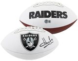 Raiders Howie Long Signed Franklin White Panel Logo Football W/ Case BAS Witness