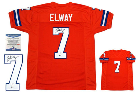 John Elway Autographed SIGNED Jersey - Beckett Authentic - Orange Crush