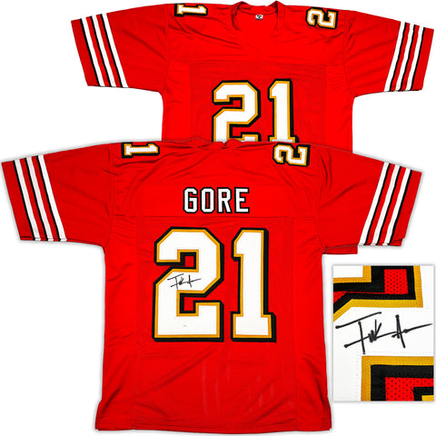 SAN FRANCISCO 49ERS FRANK GORE AUTOGRAPHED SIGNED RED JERSEY JSA STOCK #233381