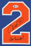 Charlie Ward Signed New York Knicks Jersey Inscribed "Go Knicks!" (Beckett) FSU