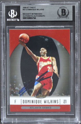 Hawks Dominique Wilkins Authentic Signed 2006 Finest #43 Card BAS Slabbed