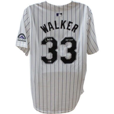 Larry Walker Autographed Colorado Rockies White Nike Jersey HOF TRI 47364