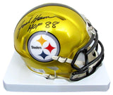 Jack Ham HOF Signed/Inscr Gold Flash Mini Helmet Steelers Becket Witness 192374