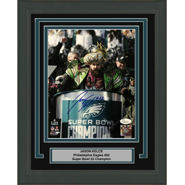 FRAMED Autographed/Signed JASON KELCE Super Bowl LII Parade 8x10 Photo JSA COA