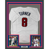 Framed Autographed/Signed Trea Turner 33x42 USA White Jersey Beckett BAS COA