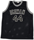 SAN ANTONIO SPURS GEORGE GERVIN AUTOGRAPHED BLACK JERSEY JSA STOCK #215712