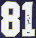 Tim Brown Signed Notre Dame Fighting Irish Career Stat Jersey (BECKETT) Raiders